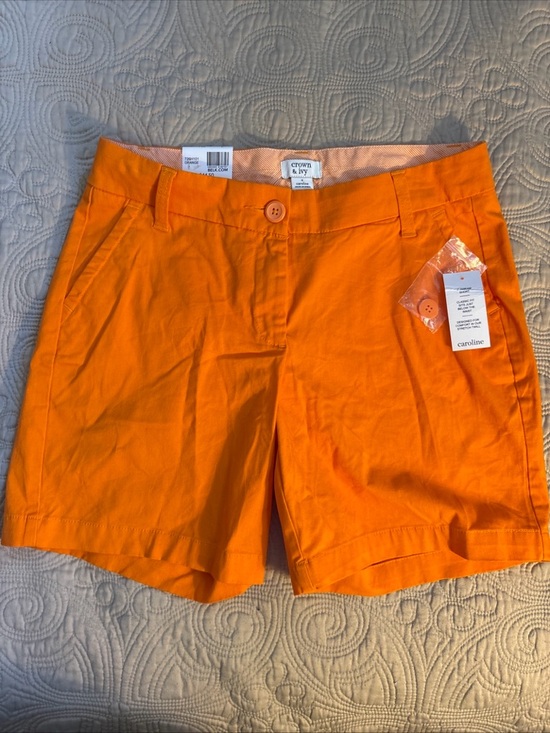 crown & ivy Pants - crown & ivy Bright Orange Women’s Chino Shorts